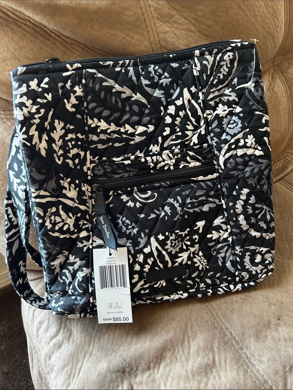 NWT Vera Bradley quilted hipster crossbody/shoulder bag with silver hardware